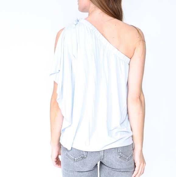 Aritzia Babaton One Shoulder Top Baby Blue Small - Picture 2 of 9